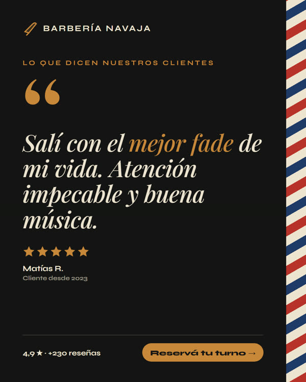Testimonio de cliente para una barbería